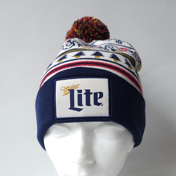 OFFICIAL Miller Lite Beer Toque Pom Pom Toque Winter Hat Beanie Patch - Picture 1 of 6